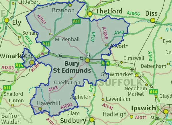 West Suffolk Green Party Constituency Map